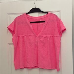 Pink V-Neck Women's crop top